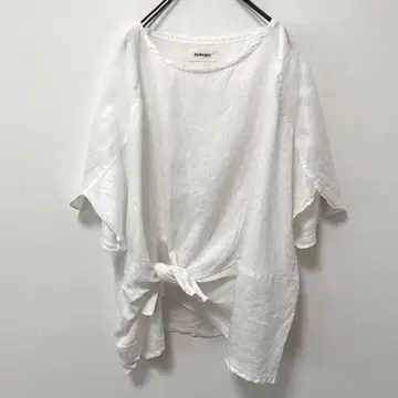 tumugu 린넨 하프 슬리브 풀오버 블라우스