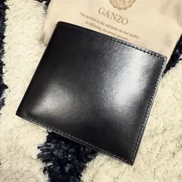 GANZO AVON 에이본 동전 지갑이 있는 두겹 지갑 블랙 가죽