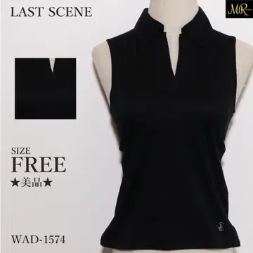 새상품급 라스트 신 상의 피케 셔츠 슬리브리스 카라 부착 스트레치