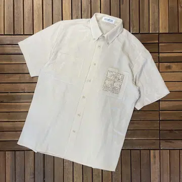 GREEN CLUBS 버튼 다운 반팔 셔츠