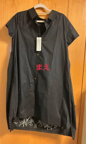 새상품 반팔 튜닉 풀꽃 자수 여름옷 L 블랙