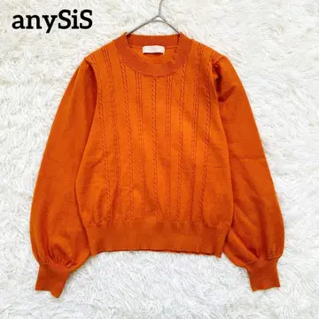 애니시스] 벌룬 슬리브 케이블 니트 스웨터 (0) 세탁 가능 오렌지