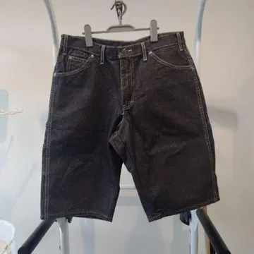 디키즈 블랙 데님 배기 숏 팬츠 페인터