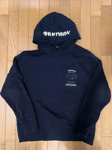 DENHAM 블랙 후드 부착 후드티