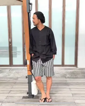 카자 린넨 롱 슬리브 셔츠 오비