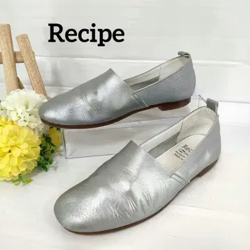 새상품급 Recipe 천연 가죽 플랫슈즈 슬립온 23.5 일본제