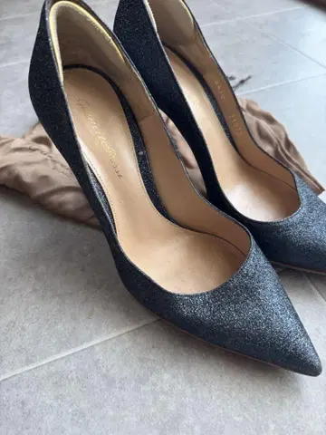 세르지오로시 글리터 블랙 스틸레토 하이힐 10cm
