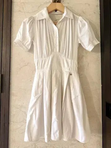 Elisabetta Franchi 화이트 반팔 화이트 원피스 로고