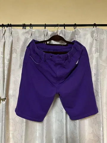 하프 팬츠 숏팬츠 팬츠 퍼플 보라색 아줄바이마우지 L 사이즈