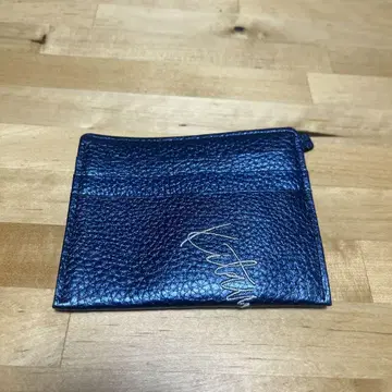 키타무라 네이비 가죽 카드 케이스 지퍼 포함