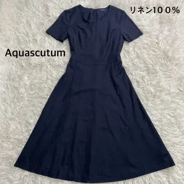 아쿠아 스큐텀 Aquascutum 린넨 린넨 원피스 네이비