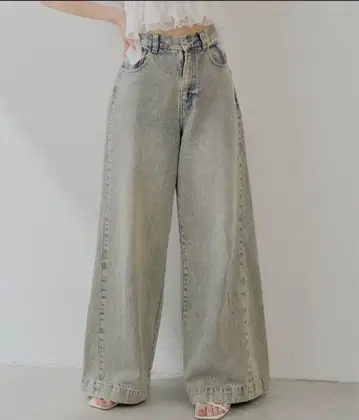 chico 루즈 와이드 데님 블루 S 사이즈