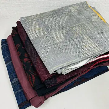 얇은 명주 기모노 순수 실크 5벌 묶음 판매 리메이크 재료 S-1341
