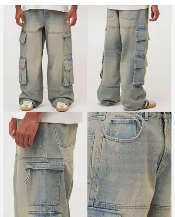 데님 카고 팬츠 워시 가공 y2k xl