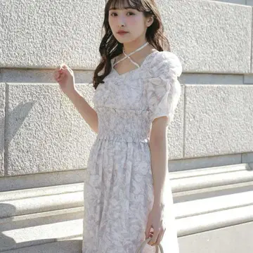 AnMILLE 안미르 플라워 크로스 플레어 OP 원피스 핑크