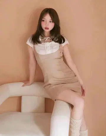 앤드메리 베티 레이어드 드레스 베이지