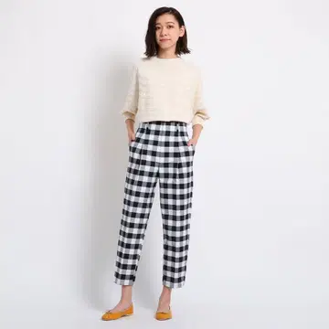 새상품 드레스테리아 깅엄 자카드 팬츠 38