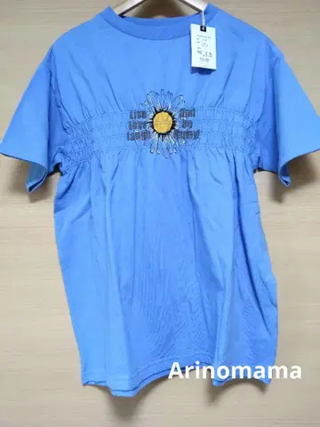 Arinomama USA 코튼 셔링 플라워 & 로고 T F