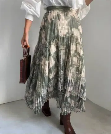 TOWN RANDOM PLEATS SKIRT 그린 S 사이즈