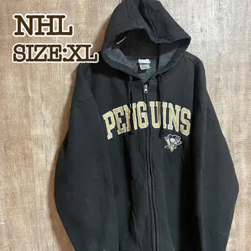 NHL/피츠버그 펭귄즈 풀 집업 후드티 블랙 L 와펜