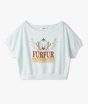 FURFUR 프린트 반팔 맨투맨 스카이블루