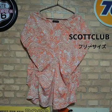 SCOT CLUB 페이즐리 무늬 반팔 셔츠