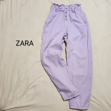 ZARA 자라 하이웨스트 페이퍼백 데님 팬츠 연보라 USA 2