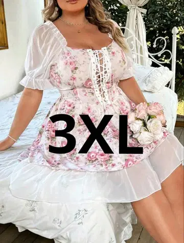 새상품 플라워 프린트 히메 갸루 원피스 드레스 7월 30일 오전 중까지!