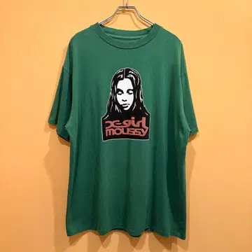 X-girl x MOUSSY FACE S/S TEE 그린 반팔 티셔츠
