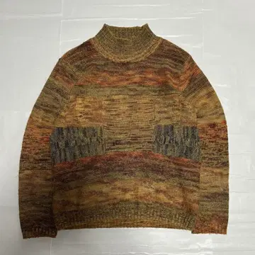 vintage 올 패턴 니트 개성 브라운 아메카지