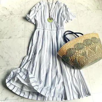컨디션 최상 어반 리서치 도어스 스트라이프 카슈쿨 원피스 코튼 F