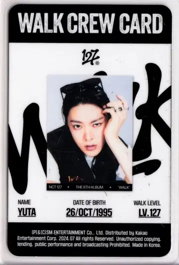 NCT 127 포스터 Ver. YUTA WALK ID 카드