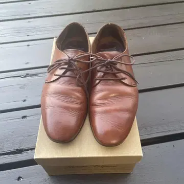 이탈리아제 브라운 가죽 레이스업 슈즈 25cm