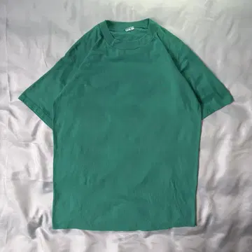 1990s 빈티지 그린 블랭크 티셔츠 무지