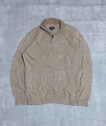 Vintage COVINGTON 니트 스웨터 하프 지퍼 베이지 XL