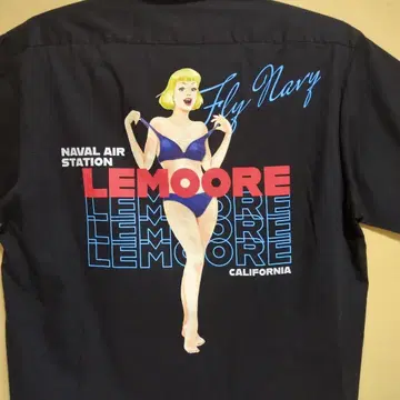 AVIREX Fly Navy LEMOORE 반팔 셔츠 블랙 새상품
