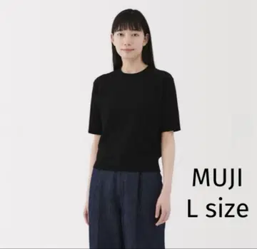 무인양품 여성 UV컷 강연 코튼 5부 소매 스웨터