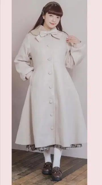 아오키 미사코 롱 코트 베이지 중박 주황
