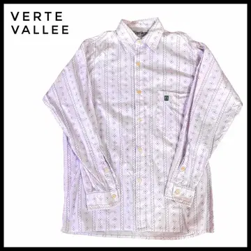 VERTE VALLEE 셔츠 긴팔 S 핑크 올 패턴 프랑스제 스트라이프