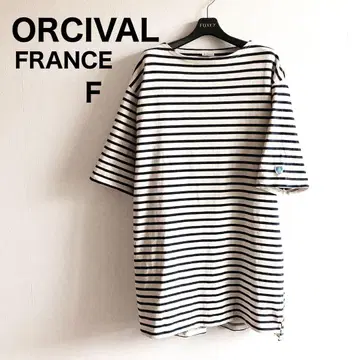 ORCIVAL 보더 튜닉 5부 소매 컷소 티셔츠 크루넥 티셔츠