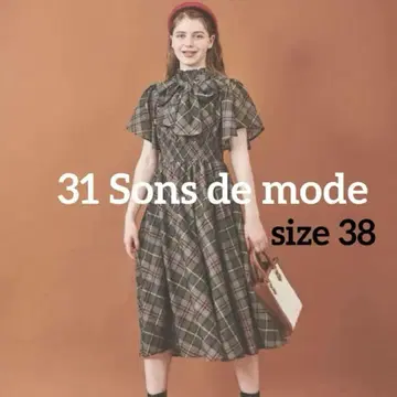 새상품급 31 Sons de mode 시어 체크 빅 리본 원피스