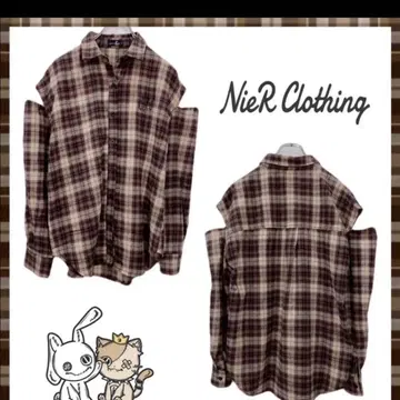 NieR CHECKERED OFF-SHOULDER SHIRT
