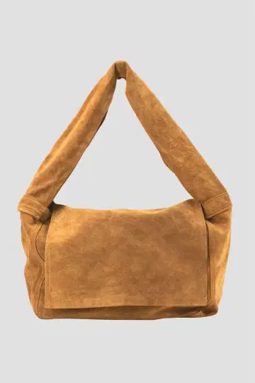 LEATHER SHOULDER BAG -Cow split leather