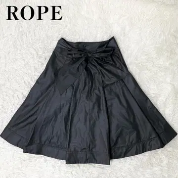 로페 ROPE 스커트 플리츠 플레어 벨트 M 9 블랙 black