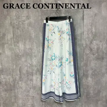 GRACE CONTINENTAL 하이비스커스 프린트 패널 팬츠 36