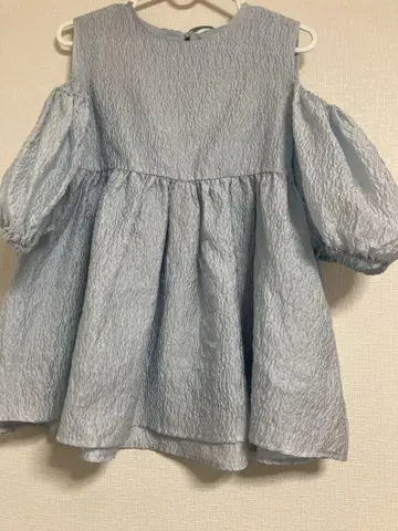 핏모어 fitmore 오픈 숄더 자카드 상의 블루
