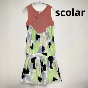 스칼라 여성용 전체 패턴 슬리브리스 튜닉 원피스 코튼 M 사이즈