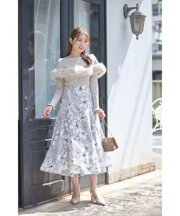 오팔 플라워 프린트 플레어 스커트 tocco closet 토코 클로젯