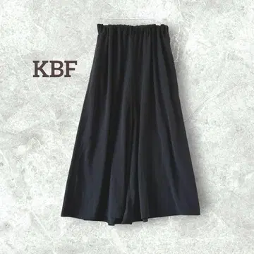 KBF 가우초 팬츠 얇은 소재 전체 밴딩 편안함 와이드 팬츠 블랙 롱