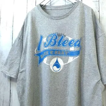 I Bleed 럭비 로고 빅 사이즈 티셔츠 그레이 2XL 상당 구제 의류